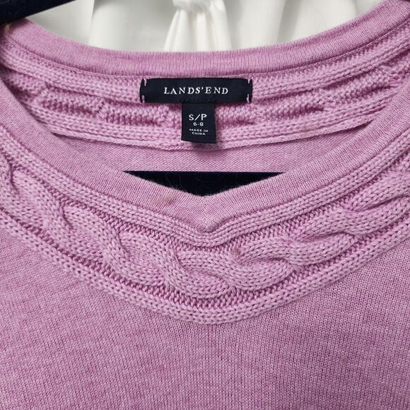 Lands' End Women's Lavender V-Neck Sweater Organic Cotton Blend Small - Picture 4 of 5